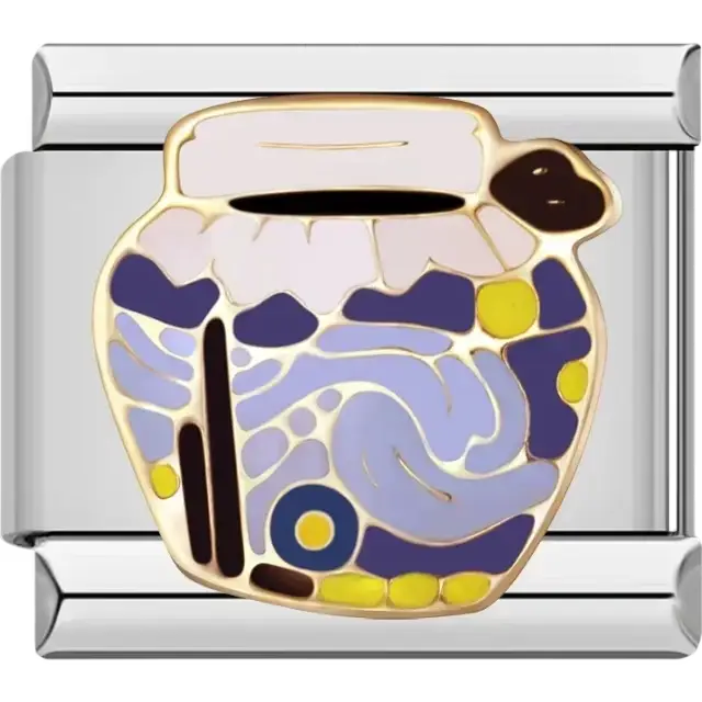 Vase with the starry night pattern Italian charm bracelet link