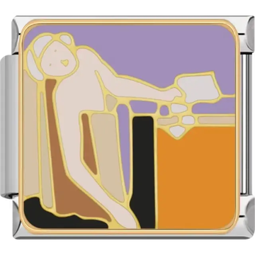 Abstract reclining woman inspired by a famous painting Italian charm bracelet link