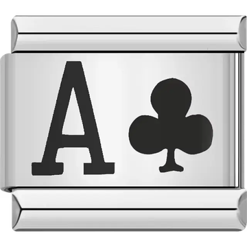 Ace of clubs card suit Italian charm bracelet link