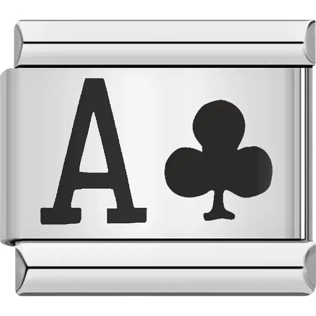 Ace of clubs card suit Italian charm bracelet link
