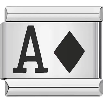 Ace of diamonds card suit Italian charm bracelet link