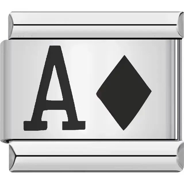 Ace of diamonds card suit Italian charm bracelet link