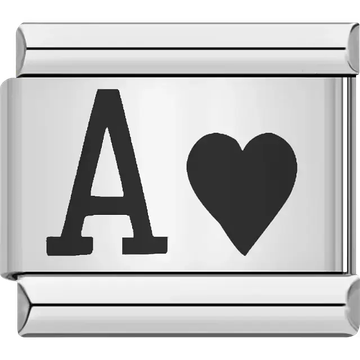 Ace of hearts card suit Italian charm bracelet link