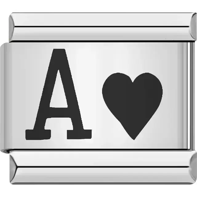 Ace of hearts card suit Italian charm bracelet link