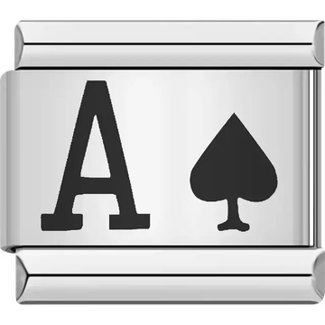 Ace of spades card suit Italian charm bracelet link
