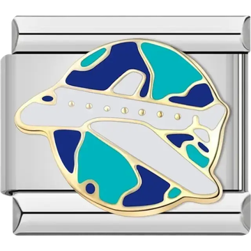 Airplane over planet Italian charm bracelet link