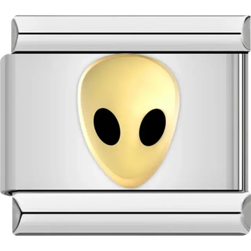 Alien head with black eyes Italian charm bracelet link