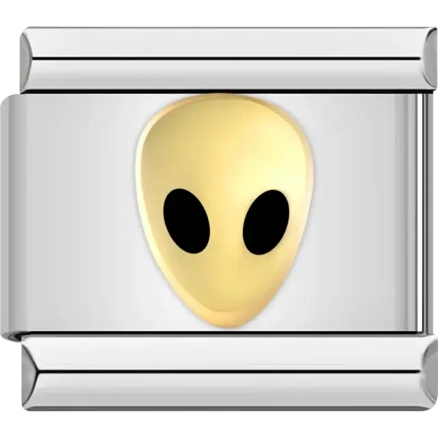 Alien head with black eyes Italian charm bracelet link
