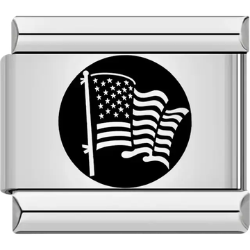 Black American flag Italian charm bracelet link