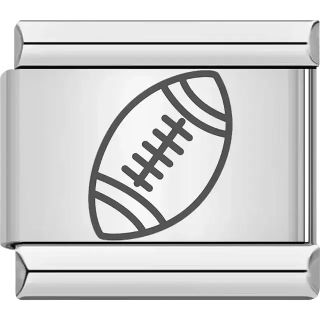 Black outline of an American football Italian charm bracelet link