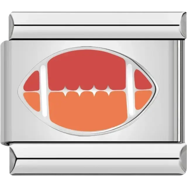 Orange and red football Italian charm bracelet link