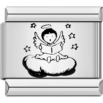 Singing angel on cloud with stars Italian charm bracelet link