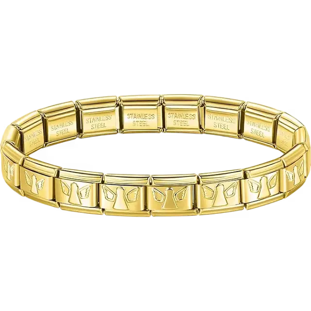Angels charms composing stainless steel Italian bracelet
