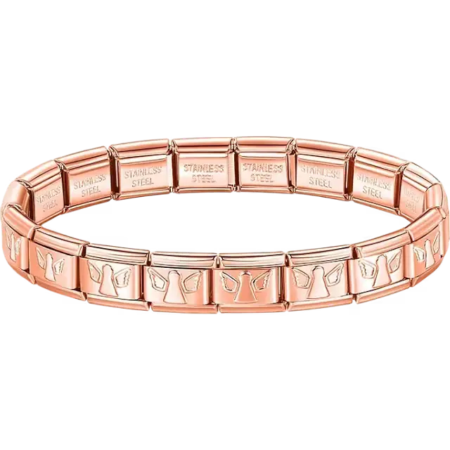 Angels charms composing stainless steel Italian bracelet