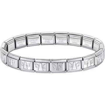 Angels charms composing stainless steel Italian bracelet