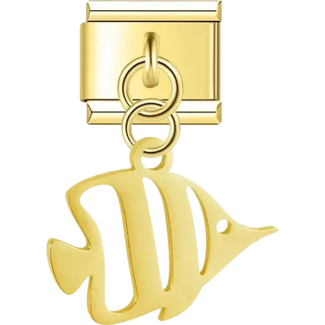 Angel fish cutout design dangling Italian charm bracelet link
