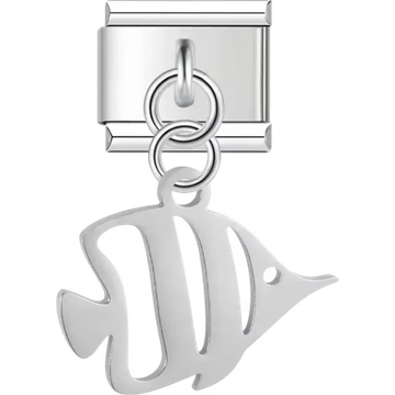 Angel fish cutout design dangling Italian charm bracelet link