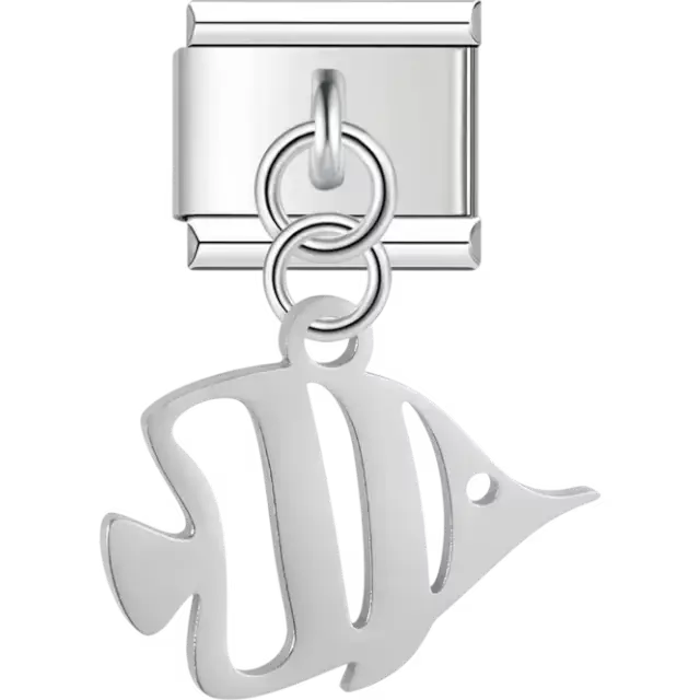 Angel fish cutout design dangling Italian charm bracelet link