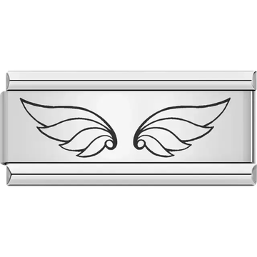 Simple black outline of two angel wings Italian charm bracelet link
