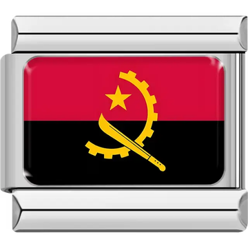 Angolan flag Italian charm bracelet link
