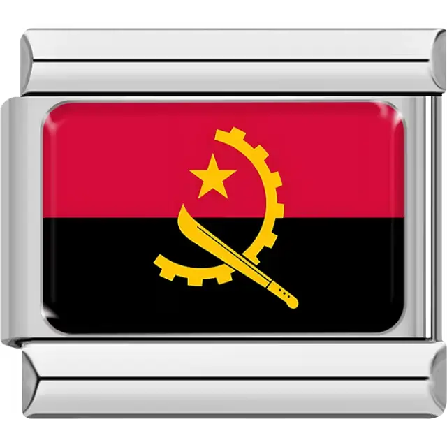 Angolan flag Italian charm bracelet link