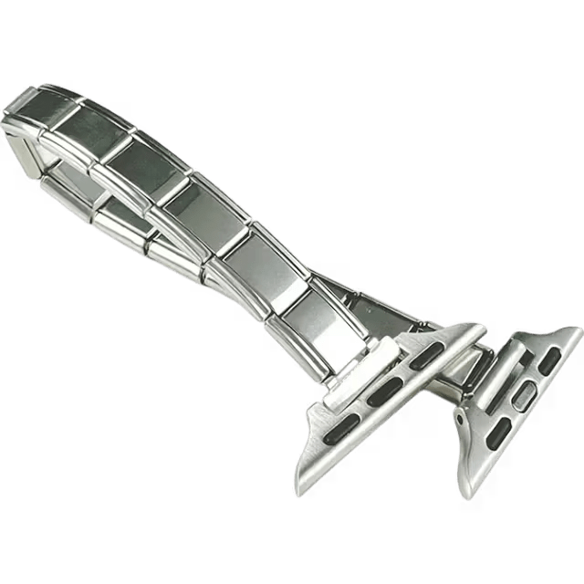 Silver Italian charm bracelet Apple Watch connector adapter