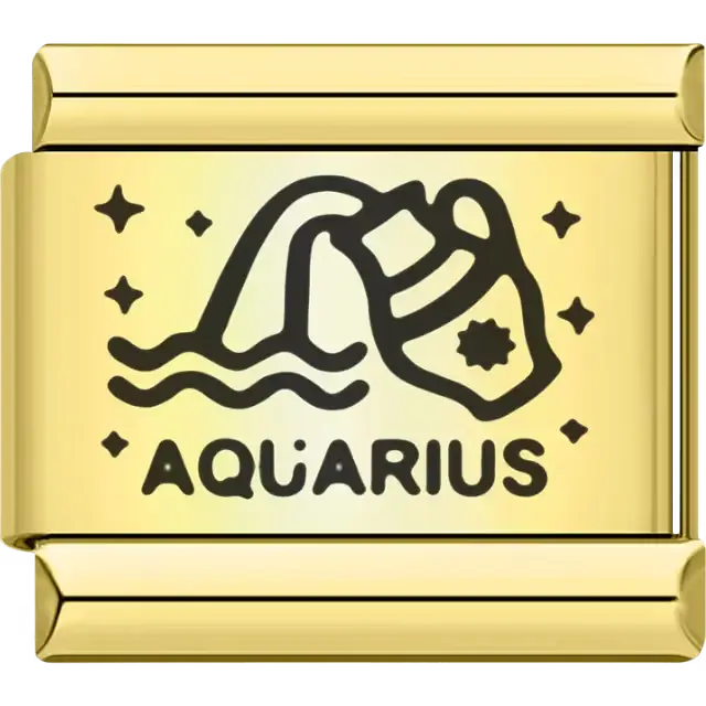 Aquarius zodiac water bearer with stars Italian charm bracelet link