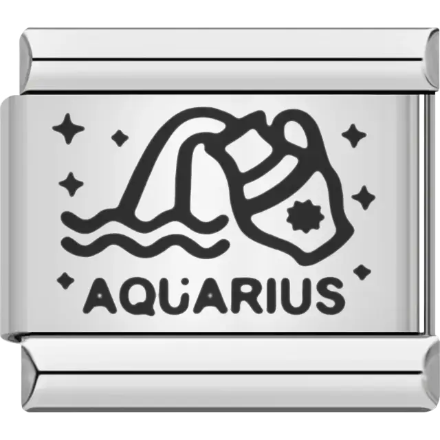 Aquarius zodiac water bearer with stars Italian charm bracelet link