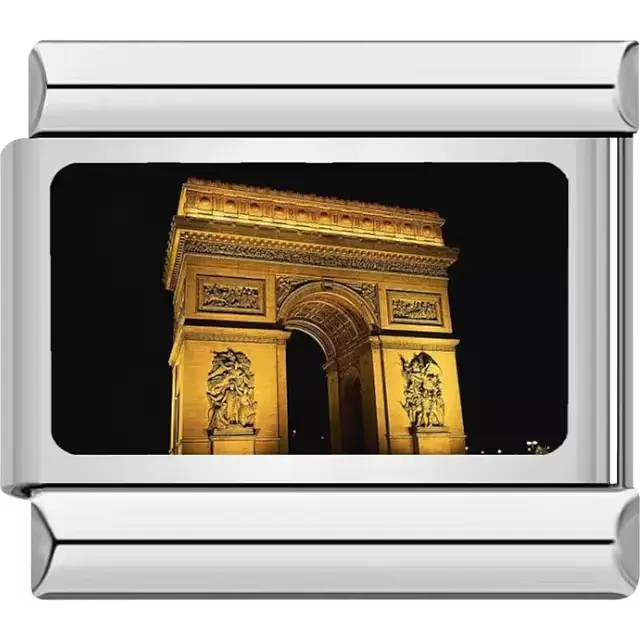 Paris Arc de Triomphe landmark night photo Italian charm bracelet link