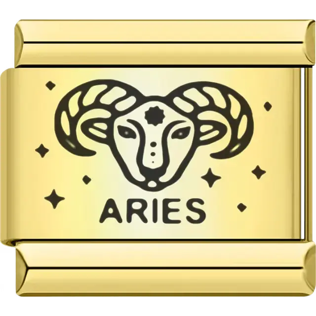 Aries zodiac ram with stars Italian charm bracelet link