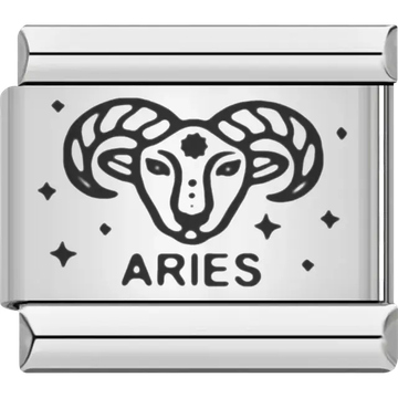 Aries zodiac ram with stars Italian charm bracelet link