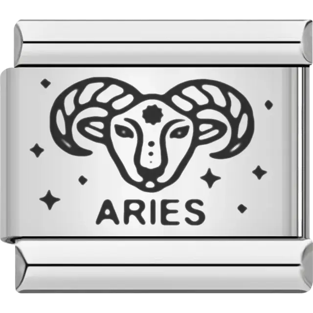 Aries zodiac ram with stars Italian charm bracelet link
