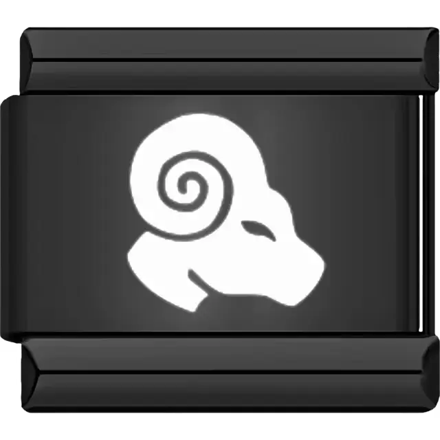 Black Aries zodiac symbol Italian charm bracelet link