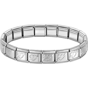 Stainless steel bracelet with engraved arrow heart pattern Italian charm bracelet