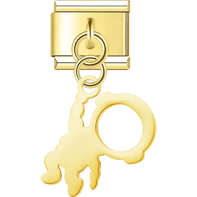 Astronaut ring cutout dangle Italian charm bracelet link