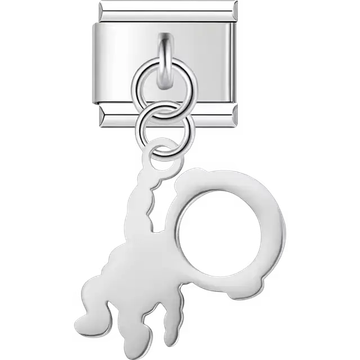 Astronaut ring cutout dangle Italian charm bracelet link