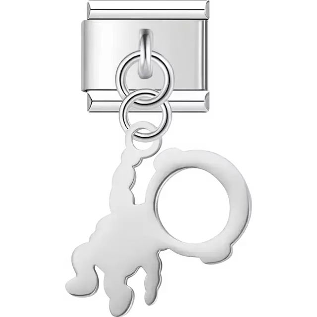 Astronaut ring cutout dangle Italian charm bracelet link