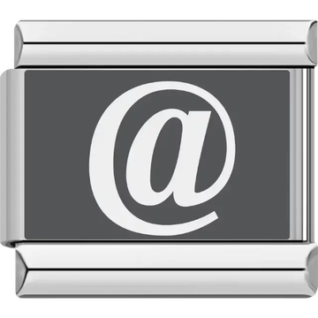 Gray background with white "@" symbol Italian charm bracelet link