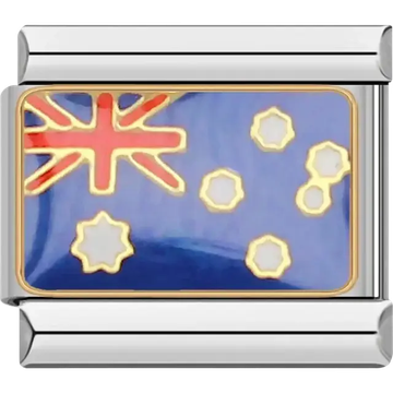 Australian flag with gold stars and Union Jack Italian charm bracelet link