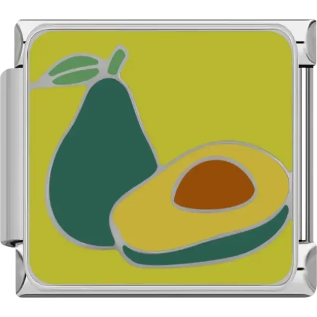 Green avocado and pear design Italian charm bracelet link