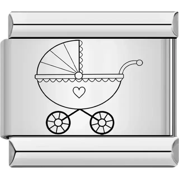 Baby stroller with heart design Italian charm bracelet link