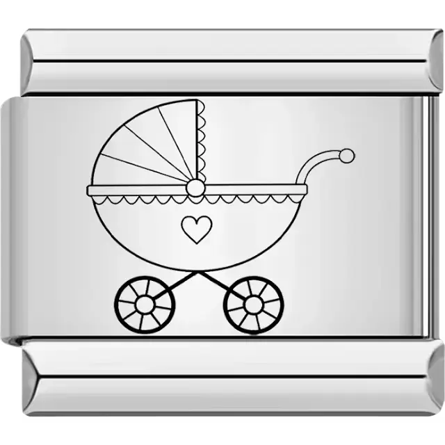 Baby stroller with heart design Italian charm bracelet link
