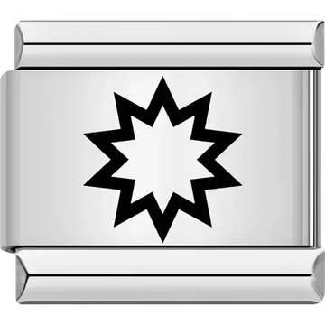 Black nine-pointed star Baha'i symbol Italian charm bracelet link