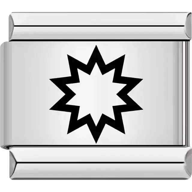 Black nine-pointed star Baha'i symbol Italian charm bracelet link