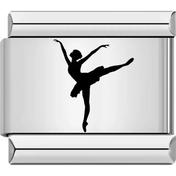 Graceful dancer silhouette in a ballet pose Italian charm bracelet link