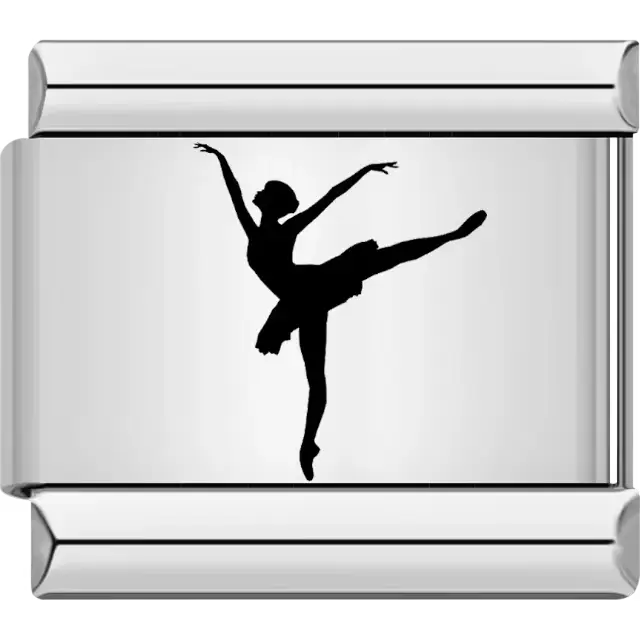 Graceful dancer silhouette in a ballet pose Italian charm bracelet link