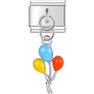 Blue yellow and red balloon dangle Italian charm bracelet link