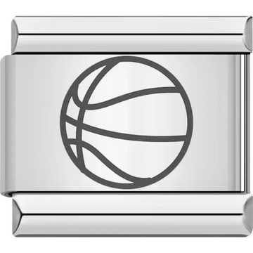 Black basketball outline Italian charm bracelet link