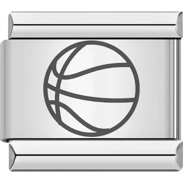 Black basketball outline Italian charm bracelet link