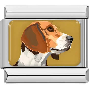 Beagle dog design featuring a detailed side profile Italian charm bracelet link